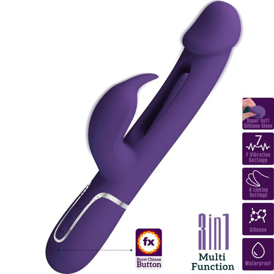 PRETTY LOVE - KAMPAS RABBIT 3 IN 1 MULTIFUNCTION VIBRATOR WITH TONGUE VIOLET - 1