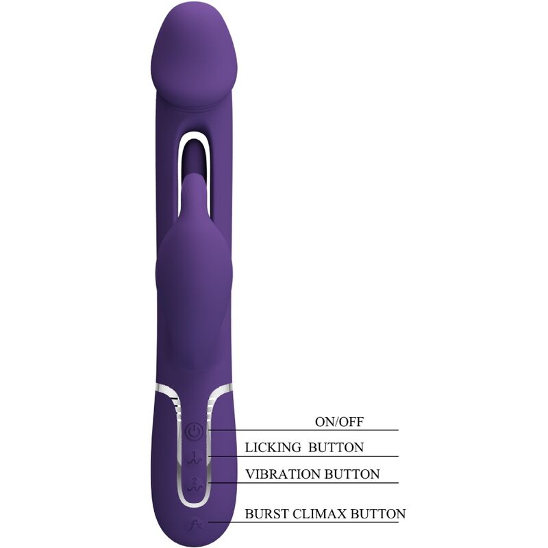 PRETTY LOVE - KAMPAS RABBIT 3 IN 1 MULTIFUNCTION VIBRATOR WITH TONGUE VIOLET - 7