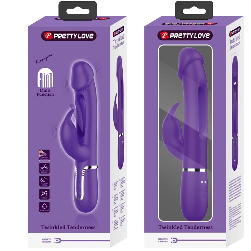 PRETTY LOVE - KAMPAS RABBIT 3 IN 1 MULTIFUNCTION VIBRATOR WITH TONGUE VIOLET - 9
