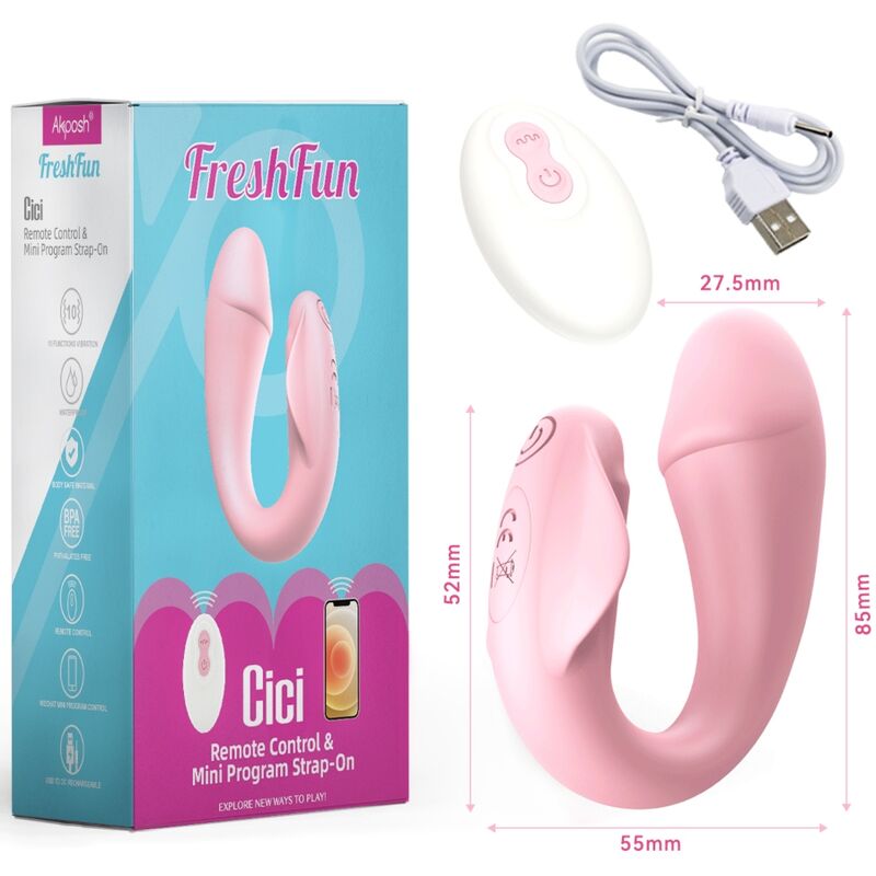 ARMONY - FRESHFUN CICI STAP-ON VIBRATOR REMOTE CONTROL AND APP 10 VIBRATIONS PINK - 3