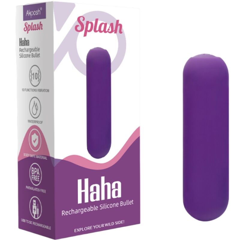 ARMONY - SPLASH HAHA SILICONE BULLET VIBRATOR 10 VIBRATIONS 75 X 19 CM PURPLE