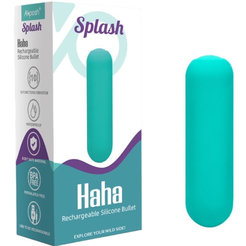 ARMONY - SPLASH HAHA VIBRATOR BULLET SILICONE 10 VIBRATIONS 75 X 19 CM GREEN - 6