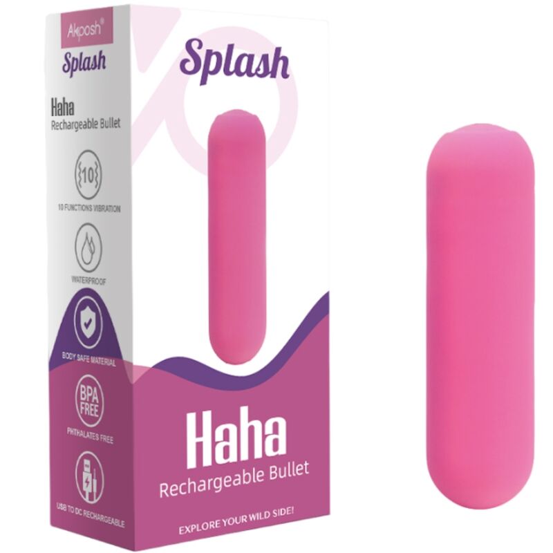ARMONY - SPLASH HAHA VIBRATOR BULLET SILICONE 10 VIBRATIONS 75 X 19 CM PINK - 2