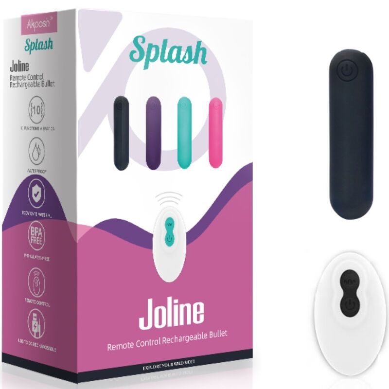 ARMONY - SPLASH JOLINE SILICONE BULLET VIBRATOR REMOTE CONTROL 10 VIBRATIONS 65 X 15 CM BLACK