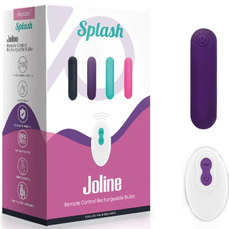 ARMONY - SPLASH JOLINE VIBRATOR BULLET SILICONE REMOTE CONTROL 10 VIBRATIONS 6.5 X 1.5 CM PURPLE - 6