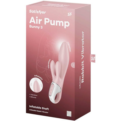 SATISFYER - AIR PUMP BUNNY 3 INFLATABLE RABBIT VIBRATOR PINK - 6