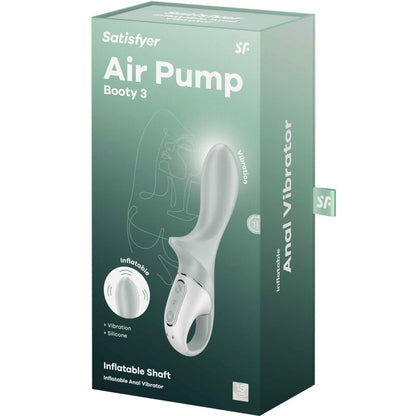 SATISFYER - AIR PUMP BOOTY 3 INFLATABLE ANAL VIBRATOR GREY GREEN