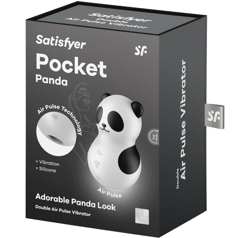 SATISFYER - POCKET PANDA STIMULATOR & VIBRATOR BLACK AND WHITE - 5