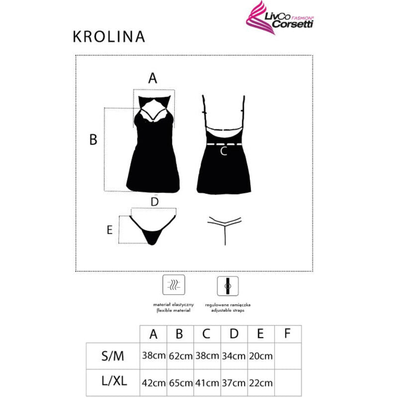 LIVCO CORSETTI FASHION - KROLINA LC 90734 CHEMISE + THONG BLACK L/XL - S/M - 4