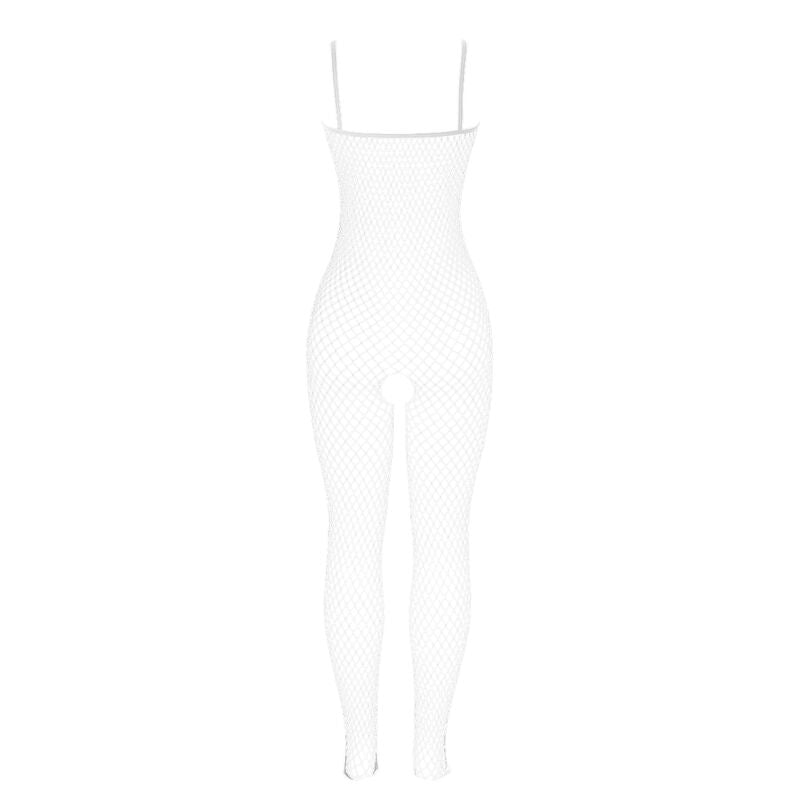 SUBBLIME - 951740 WHITE MESH CROTCHLESS BODYSTOCKING WITH BOWS ONE SIZE