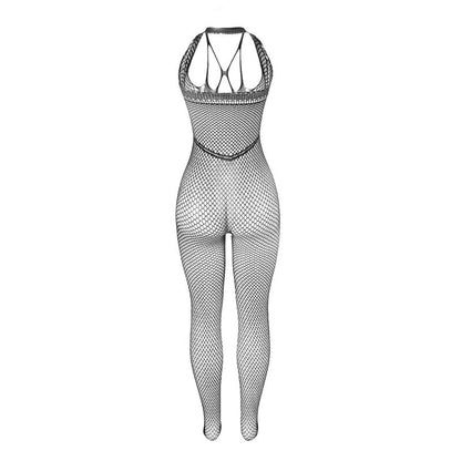 SUBBLIME - 951788 LONG FISHNET BODYSTOCKING WITH STRAPS ON CHEST AND BACK BLACK ONE SIZE - 4