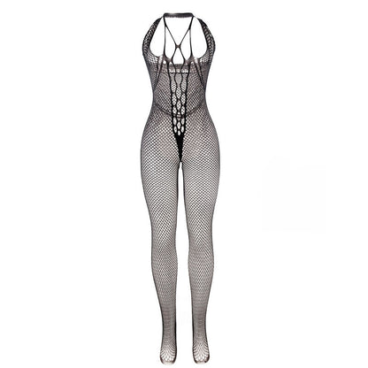 SUBBLIME - 951788 LONG FISHNET BODYSTOCKING WITH STRAPS ON CHEST AND BACK BLACK ONE SIZE - 3
