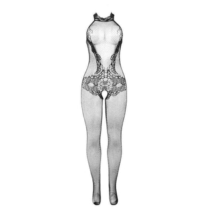 SUBBLIME - 951801 BODYSTOCKING A RETE E PIZZO SENZA CAVALLO CON COLLO ALTO NERO TAGLIA UNICA