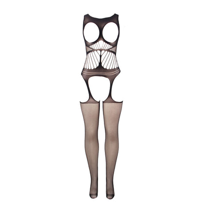 SUBBLIME - 951900 FISHNET CROTCHLESS BODYSTOCKING WITH CUP AND OPEN SHOULDERS BLACK ONE SIZE - 1