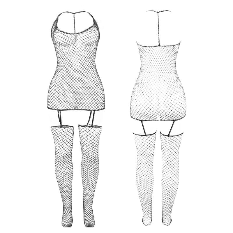 SUBBLIME - 951955 GLOSSY MESH BODYSTOCKING ONE SIZE FITS ALL