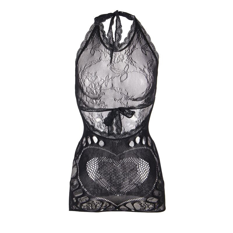 SUBBLIME - 952075 SHORT FISHNET DRESS WITH BACK BACK AND HEART DETAIL BLACK ONE SIZE - 4