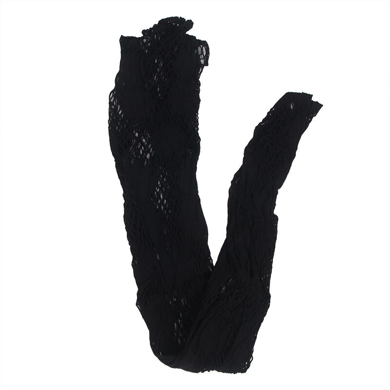 SUBBLIME - 952129 FISHNET BODYSTOCKING WITH DRESS DESIGN AND FLORAL DETAILS BLACK ONE SIZE - 4