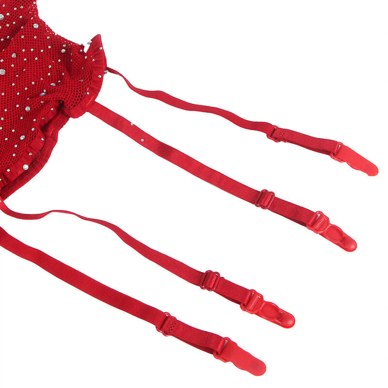 SUBBLIME - 952181 FISHNET BODYSTOCKING WITH GLOVES AND DIAMONDS RED ONE SIZE - 8