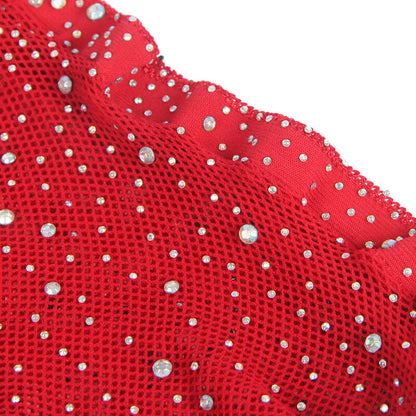 SUBBLIME - 952181 FISHNET BODYSTOCKING WITH GLOVES AND DIAMONDS RED ONE SIZE - 4