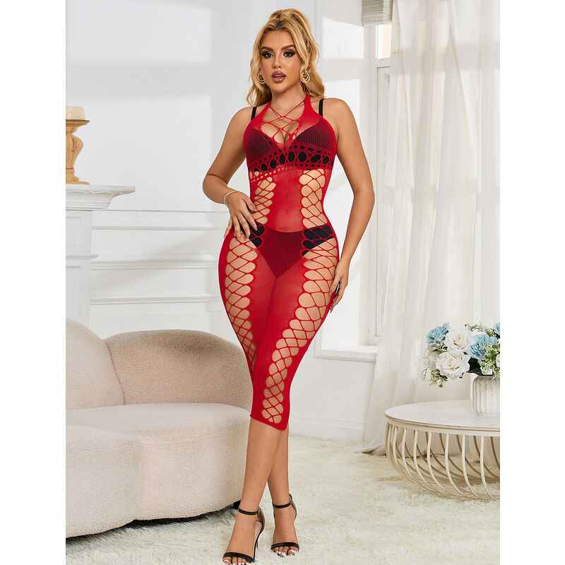 SUBBLIME - 952327 VESTITO LUNGO A RETE ROSSO TAGLIA UNICA