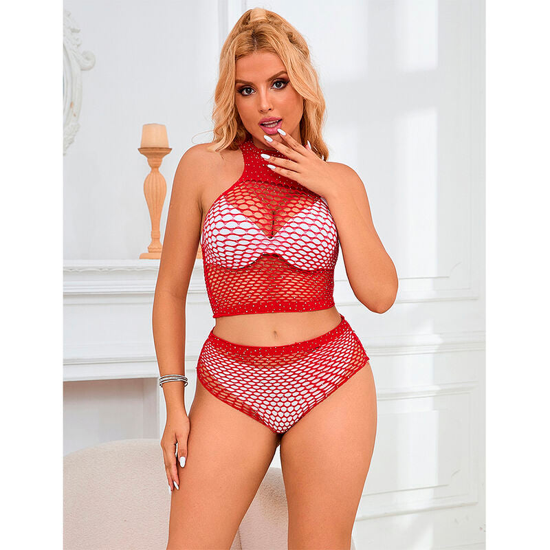 SUBBLIME - 952402 FISHNET SET WITH PINK DIAMONDS ONE SIZE - 7