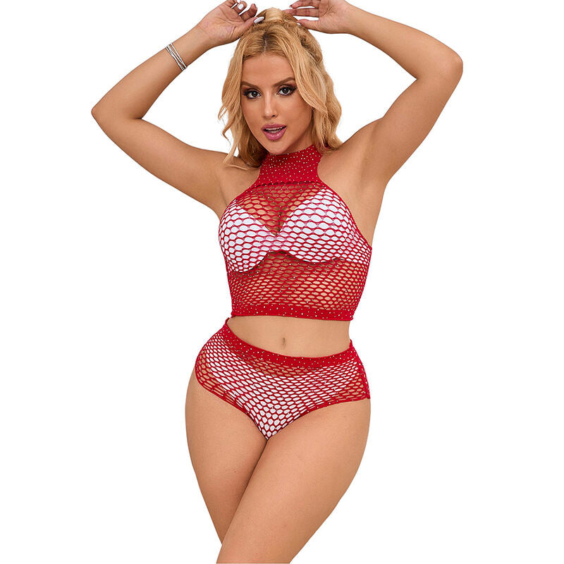 SUBBLIME - 952402 FISHNET SET WITH PINK DIAMONDS ONE SIZE - 4