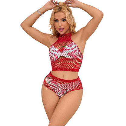 SUBBLIME - 952402 FISHNET SET WITH PINK DIAMONDS ONE SIZE - 4