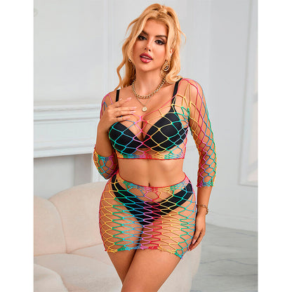 SUBBLIME - 952440 2-PIECE FISHNET SET LONG SLEEVE RAINBOW ONE SIZE - 7