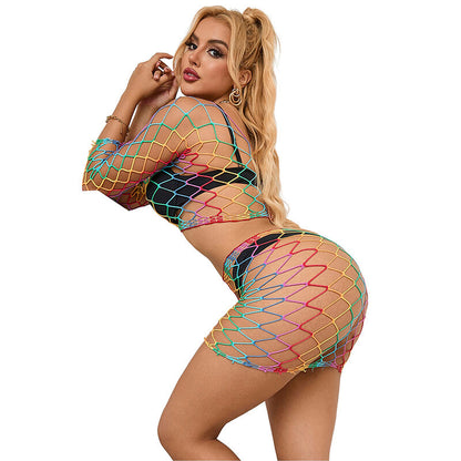 SUBBLIME - 952440 2-PIECE FISHNET SET LONG SLEEVE RAINBOW ONE SIZE - 6
