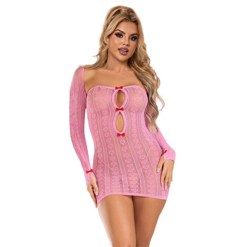 SUBBLIME - 952471 PINK FISHNET DRESS ONE SIZE - 3