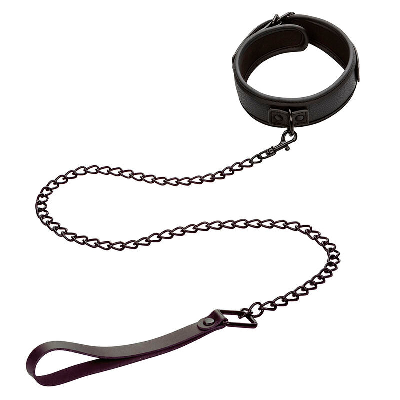 CALEXOTICS - NOCTURNAL COLLAR & LEASH LEATHER ADJUSTABLE BLACK - 5