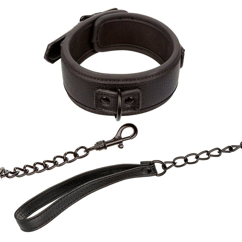 CALEXOTICS - NOCTURNAL COLLAR & LEASH LEATHER ADJUSTABLE BLACK - 7