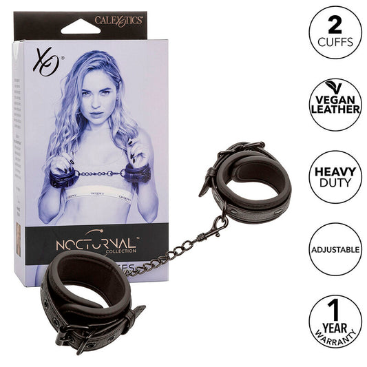 CALEXOTICS - NOCTURNAL LEATHER WRIST CUFFS ADJUSTABLE BLACK - 1