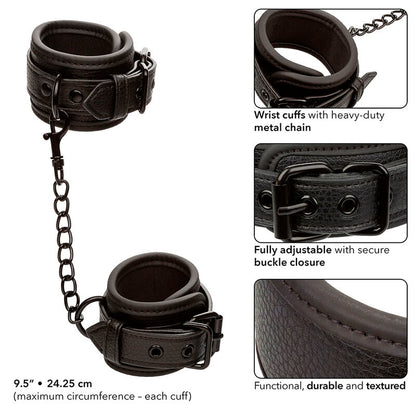 CALEXOTICS - NOCTURNAL LEATHER WRIST CUFFS ADJUSTABLE BLACK - 3