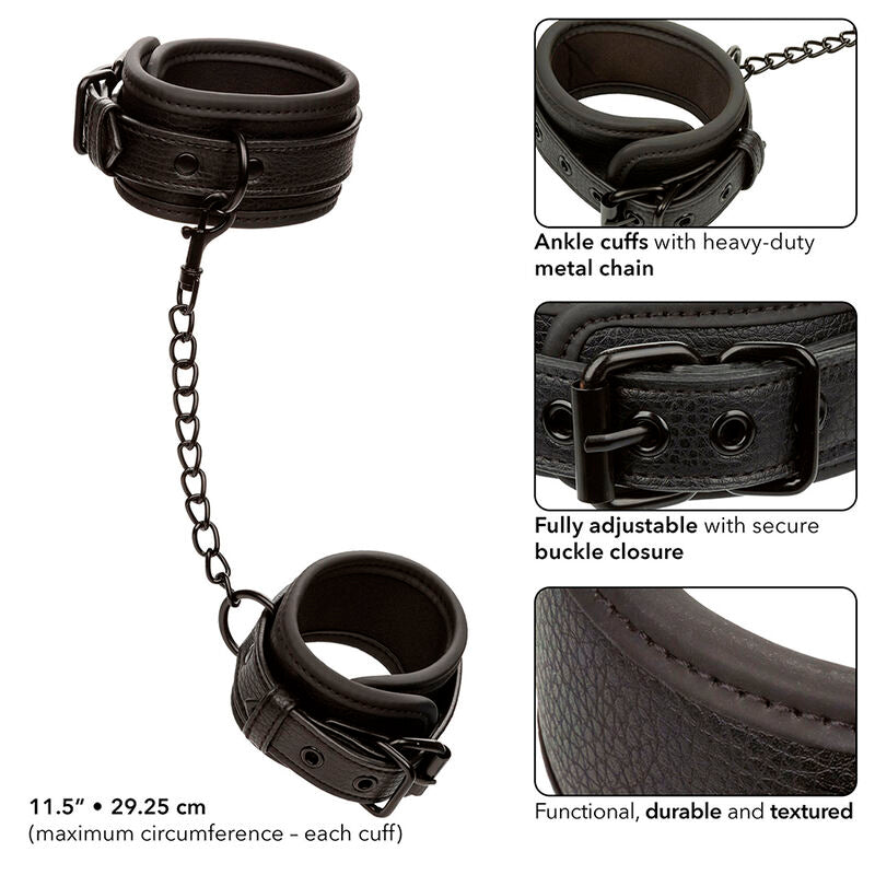 CALEXOTICS - NOCTURNAL ADJUSTABLE BLACK LEATHER ANKLE BRACELETS