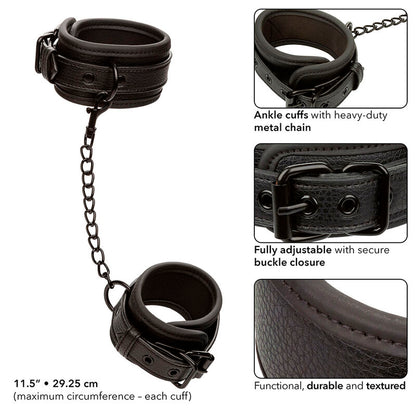 CALEXOTICS - NOCTURNAL ADJUSTABLE BLACK LEATHER ANKLE BRACELETS