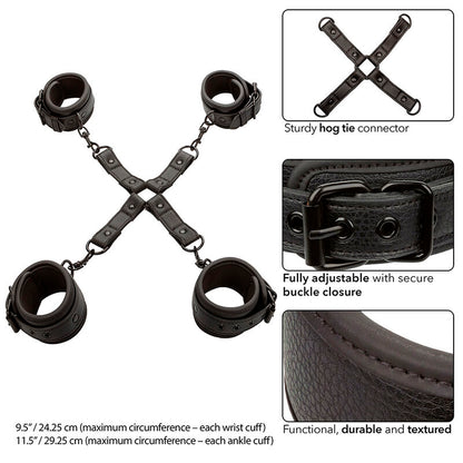 CALEXOTICS - NOCTURNAL HOG TIE CONNECTOR CUERO AJUSTABLE BLACK - 2