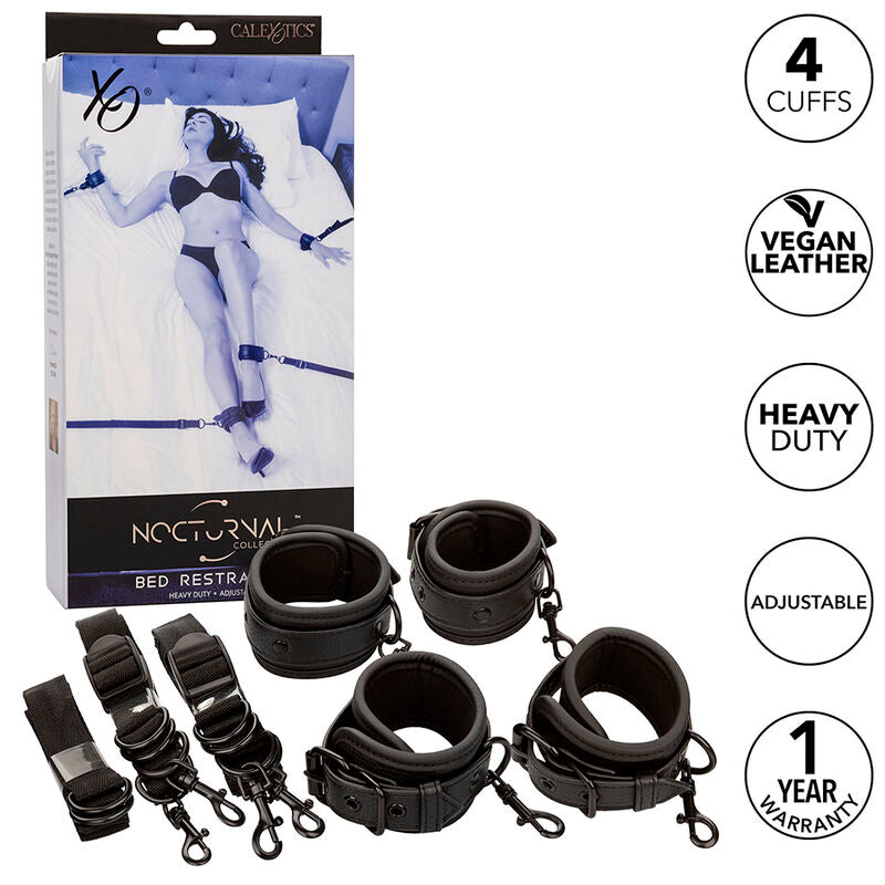 CALEXOTICS - NOCTURNAL BED RESTRAINTS LEATHER ADJUSTABLE BLACK - 1