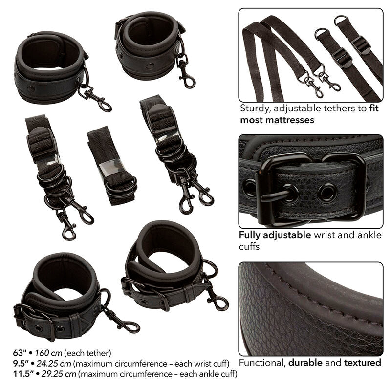CALEXOTICS - NOCTURNAL BED RESTRAINTS LEATHER ADJUSTABLE BLACK - 2