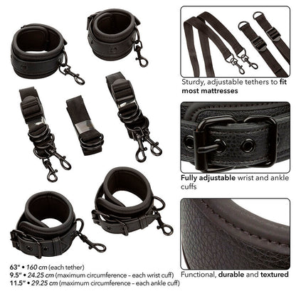 CALEXOTICS - NOCTURNAL BED RESTRAINTS LEATHER ADJUSTABLE BLACK - 2