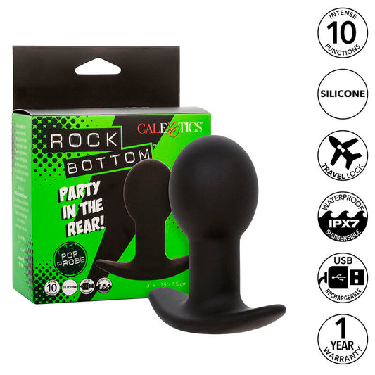 CALEXOTICS - ROCK BOTTOM ANAL PLUG 10 VIBRATIONS SILICONE BLACK - 1