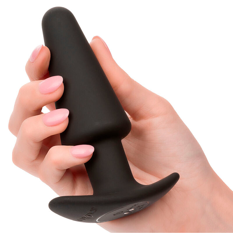 CALEXOTICS - ROCK BOTTOM CONICAL 10-VIBRATION BLACK SILICONE ANAL PLUG