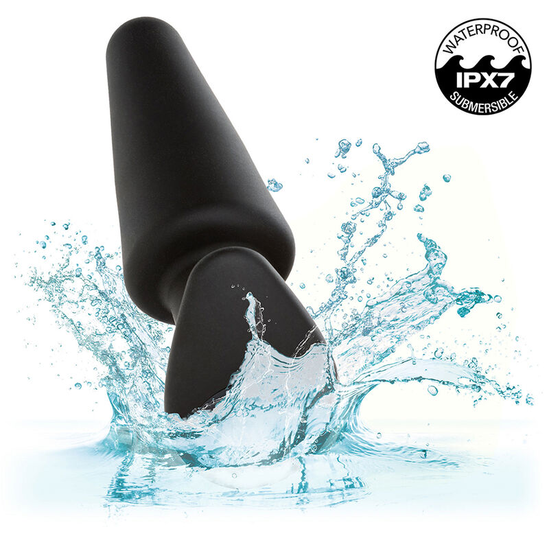 CALEXOTICS - ROCK BOTTOM CONICAL 10-VIBRATION BLACK SILICONE ANAL PLUG