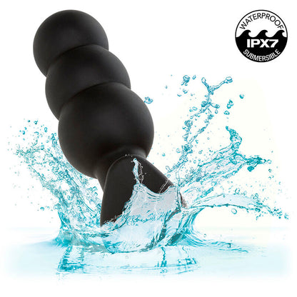 CALEXOTICS - ROCK BOTTOM BEADS 10-VIBRATION BLACK SILICONE ANAL PLUG