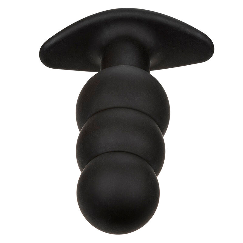 CALEXOTICS - ROCK BOTTOM BEADS 10-VIBRATION BLACK SILICONE ANAL PLUG