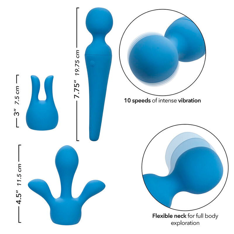 CALEXOTICS - COUTURE 10-VIBRATION WAND VIBRATOR KIT (BLUE)