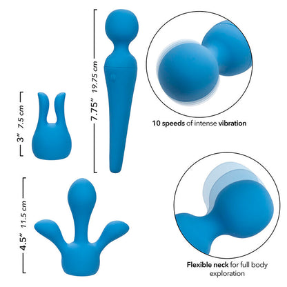 CALEXOTICS - COUTURE 10-VIBRATION WAND VIBRATOR KIT (BLUE)