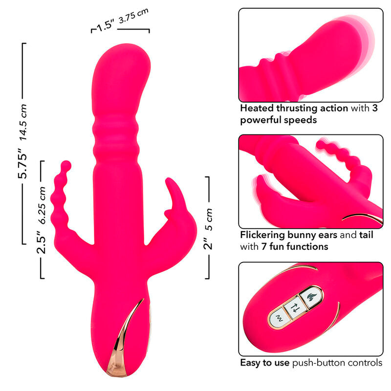 CALEXOTICS - JACK FANTASY PINK RABBIT HEATED TRIPLE VIBRATOR