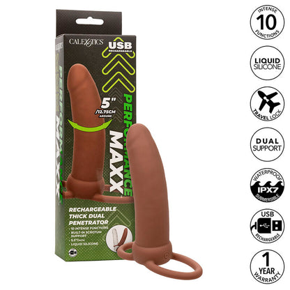 CALEXOTICS - MAXX THICK DUAL PENETRATOR 10 VIBRATIONS BROWN - 1