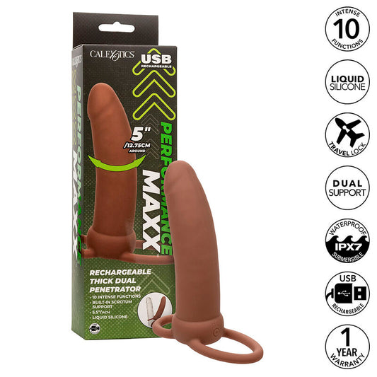 CALEXOTICS - MAXX THICK DUAL PENETRATOR 10 VIBRATIONS BROWN - 1